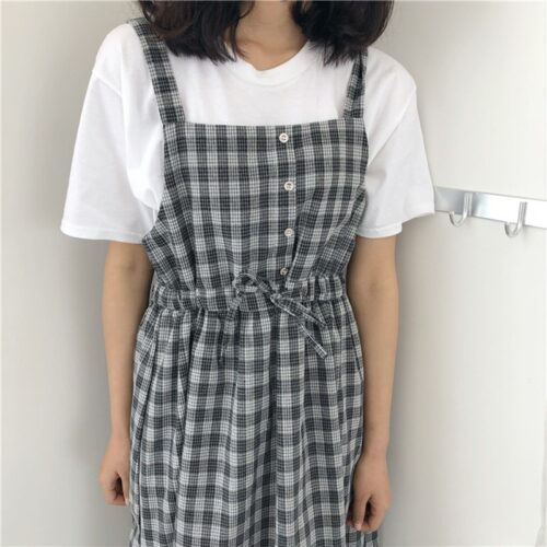 Dark academia dress plaid women 2