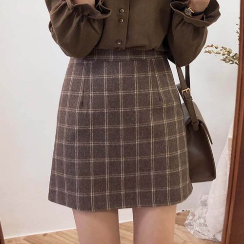 Dark academia plaid skirt